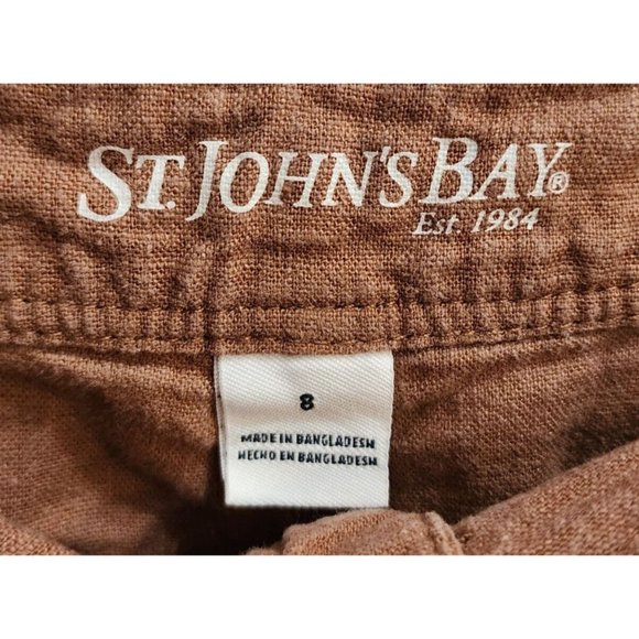 St. Johns Bay Women's Cropped Capri Pants Lightweight Linen Blend Brown Size 8 - Picture 4 of 7